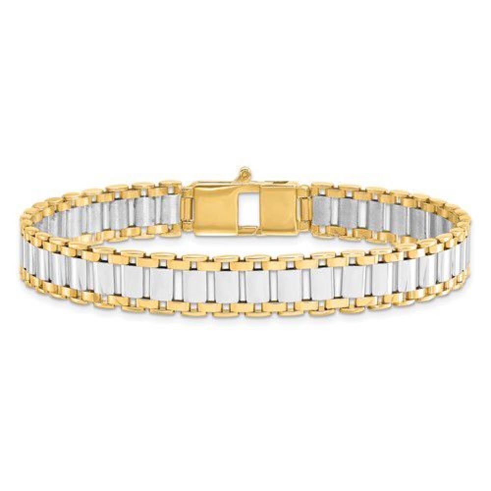 New 14k Italian Gold Men's 8-1/4" Two-Tone Link Bracelet, 18 grams